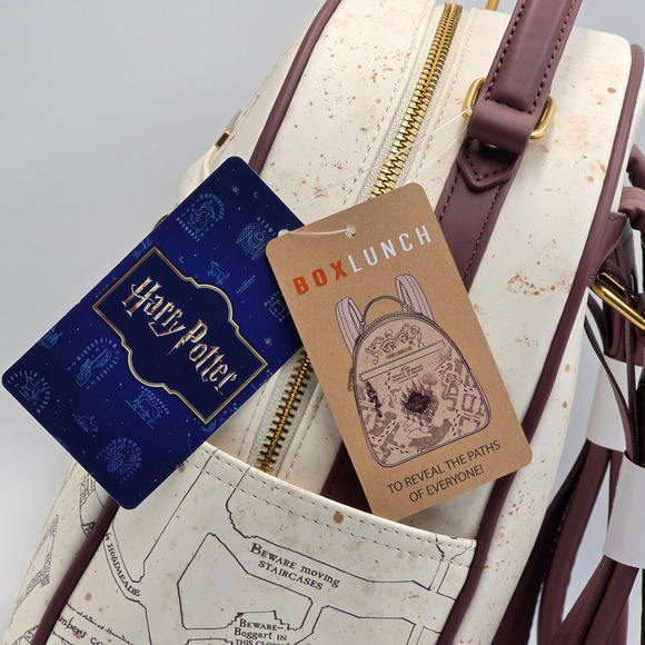 Harry Potter Marauders Map White Brown Mini Backpack Bag New - Picture 8 of 10